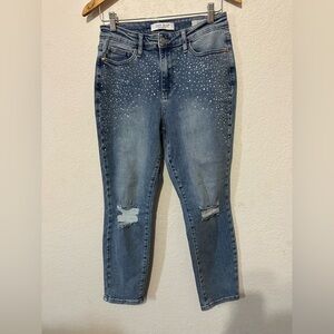 Judy Blue Rhinestone Slim Fit Sparkly Blue Jeans - Size 29